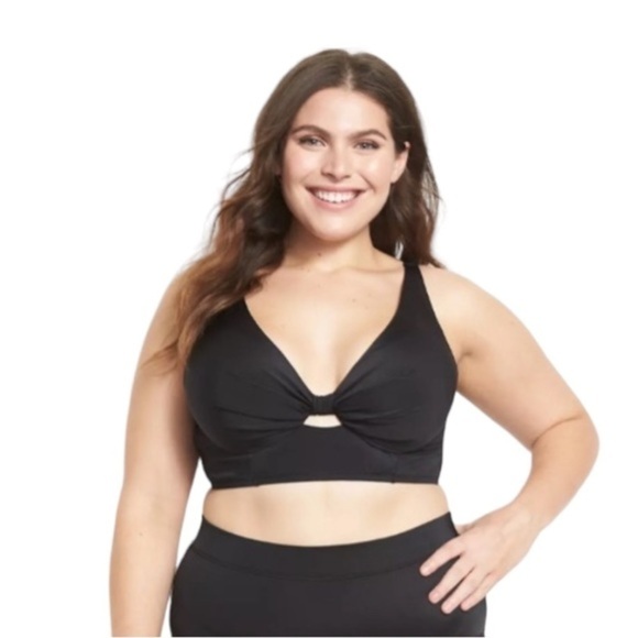 Lane Bryant NWOT Plunge Underwire Swim Bikini Top- Black 44DD - Picture 3 of 3